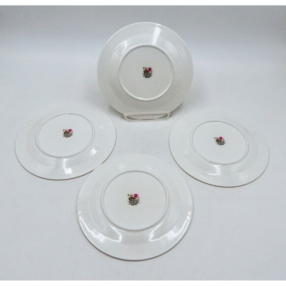 Stechcol Gracie Bone China Coastline Peony Magnolia 7 1/2 In Salad Side Plates 4 - Picture 7 of 8